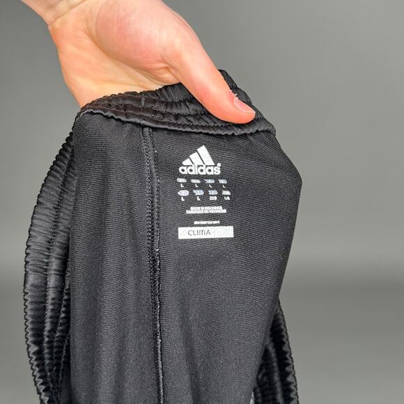 Adidas Sweatpants Black Polyester Red White Baggy Wide Leg - Picture 4 of 4